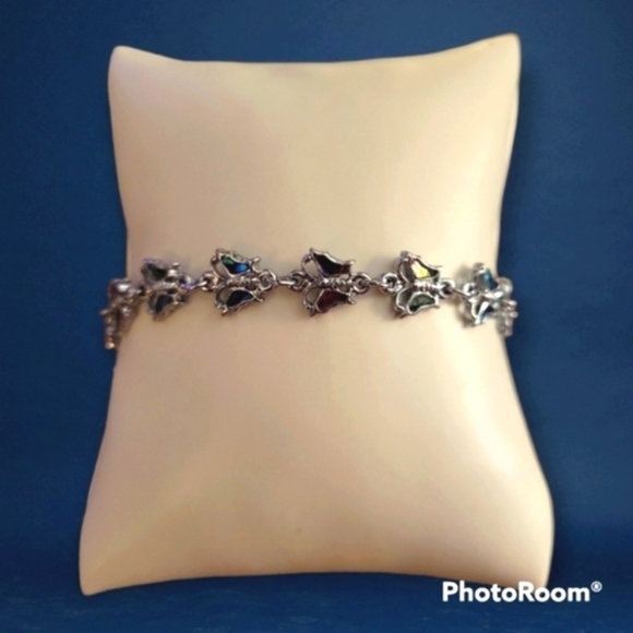 3/$30 VTG Paua Shell Abalone Butterfly Adjustable Chain Fairycore Bracelet - Picture 1 of 7